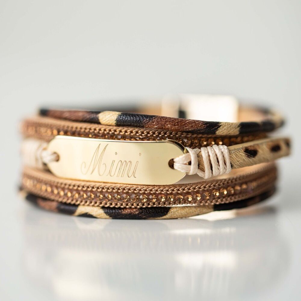 lonna & lilly MIMI Leopard Print Multi Strand Wrap Bracelet Rhinestone Gold Tone